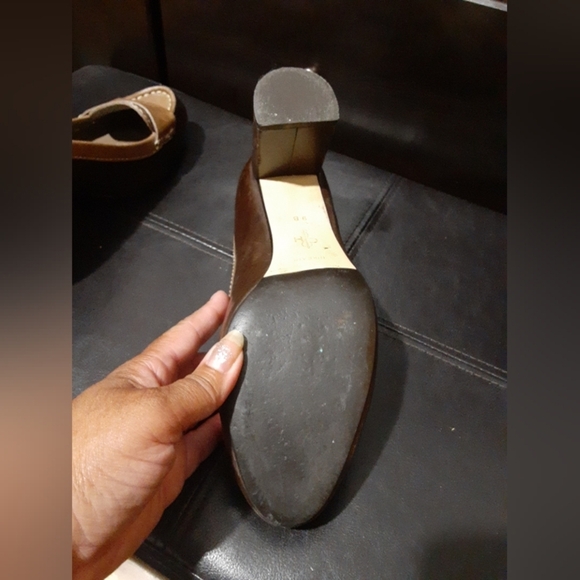 Cole Hann Nike  Womens Leather Upper Highheel Block Pump Brown Tan Size 9B - Picture 11 of 13